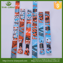 Custom no minimum order promotional woven fabric textile wristbands bracelets for events